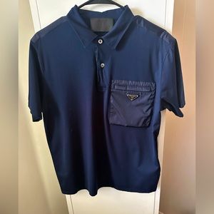 Prada Logo Plaque Short Sleeved Polo Shirt Men’s